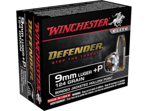 Winchester Defender 9mm Luger +P Ammo 124 Grain Winchester PDX1 Bonded Jacketed Hollow Point 200 rounds - Fast Ship