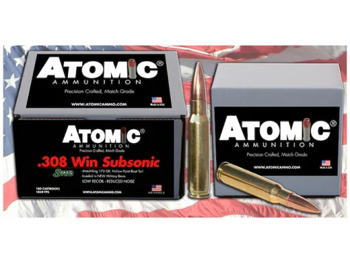 Order Atomic Ammunition Match Subsonic 308 Winchester Ammo 175 Grain Sierra MatchKing Jacketed Hollow Point Box of 100 Online