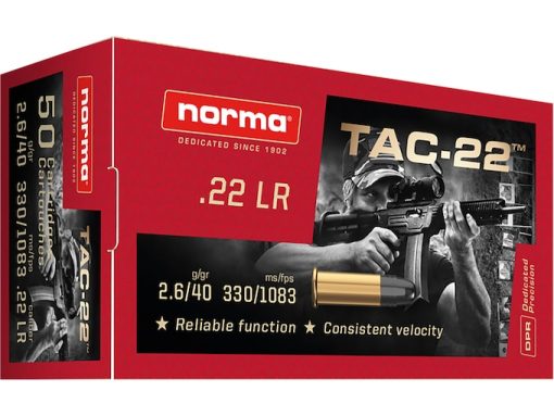 Order Norma TAC-22 Ammunition 22LR 40 Grain Lead Round Nose Online