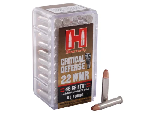 Get Hornady Critical Defense 22 Winchester Magnum Rimfire (WMR) Ammo 45 Grain Hornady FTX Polymer Tip Online
