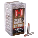 Hornady Critical Defense 22 Winchester Magnum Rimfire (WMR) Ammo 45 Grain Hornady FTX Polymer Tip for sale